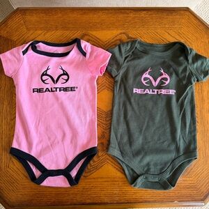 Realtree Pink and Dark Green Baby Bodysuits